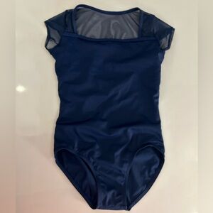 Weissman Deep Blue Bodysuit with Mesh Detail